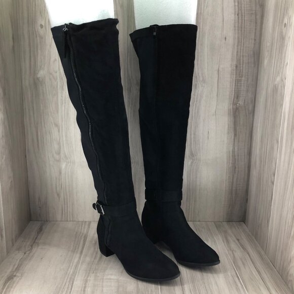Angelina by de Blossom OTK Boots Women's Tiffany 8 Black Zip Over The Knee - Picture 4 of 10